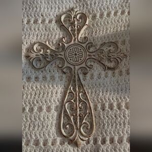 Rustic Cream Wall Cross Decor